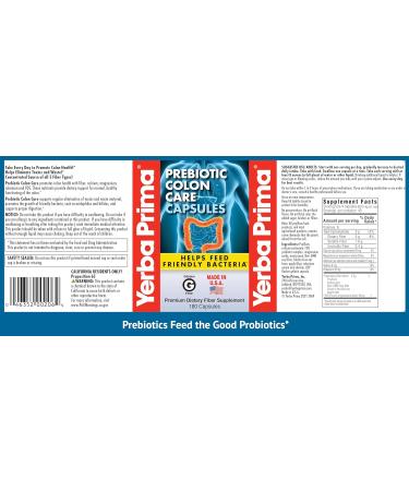 Yerba Prima Prebiotic Colon Care Capsules, Non-GMO, Keto Friendly, 180 Caps, (2 Pack) - Buy Online on GoSupps.com
