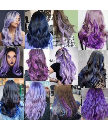 Colorful Clip-in Hair Extensions - LSKJMO Blue Purple Lavender Synthetic Wig Pieces for Party Highlights - Buy Online on GoSupps.com