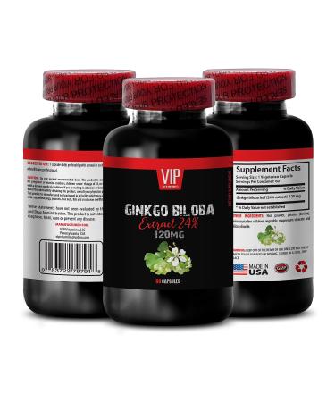 SKIN CARE SOLUTIONS Ginkgo BILOBA Supplement - x Ginkgo Biloba Pills Supports Focus and Clarity Ginkgo Biloba Memory Encourages Balanced Thinking Clear Active Mind Ginkgo Supplement 1Bot