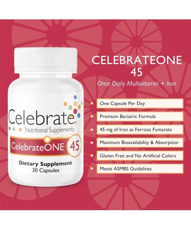CelebrateONE 45 Multivitamin with Iron and Balance Probiotic Bundle Bariatric Vitamins for Post-Gastric Bypass & Sleeve Gastrectomy Comprehensive Nutritional & Digestive Support - Buy Online on GoSupps.com
