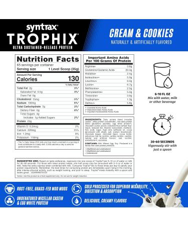 Syntrax Nutrition Trophix Protein Powder - Ultra Sustained-Release Blend with Real Cookie Pieces | 5 lbs Cream & Cookies - International Shipping Available - Buy Online on GoSupps.com