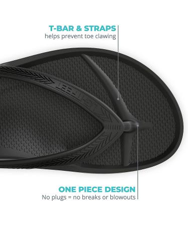 LightFeet Arch Support Flip Flops | Unisex Podiatrist-Designed Orthotic Sandals | Plantar Fasciitis Relief | Recycled Materials | 8 Women/7 Men | Black - Buy Online on GoSupps.com