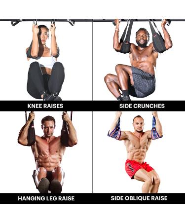 Moose Hanging Ab Straps: Rip Resistant Ab Slings for Pull Up Bars - Padded Arm Support for Ab Workouts - Ideal for Knee and Leg Raises - Men and Women - Black - Buy Online on GoSupps.com