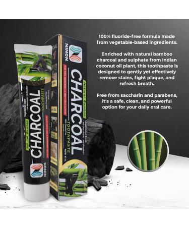 Activated Charcoal Whitening Toothpaste Fluoride-Free Enamel-Safe Natural Mint Flavor 6.5oz Tube for Stain Removal and Fresh Breath Pack of 1 - Buy Online on GoSupps.com