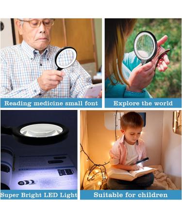 LED Magnifying Glass with Light - 60X Handheld Magnifier USB Charging 3 Modes - Ideal for Seniors Children Jewelers & Hobbies - Black - Buy Online on GoSupps.com
