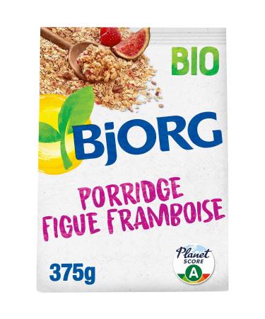 BJJORG Porridge Bio aux Saveurs Figue et Framboise Texture Fondante et Gourmande (375g) - Lot de 3 - vendu par Lot