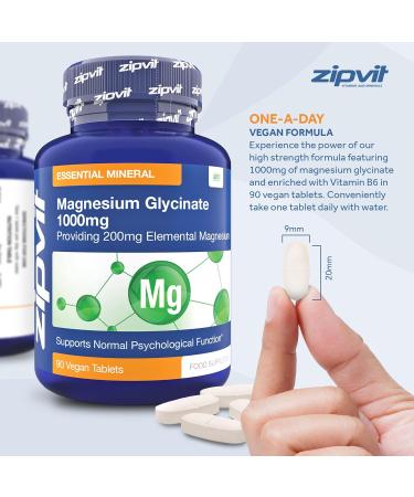 High Strength Magnesium Glycinate 1000mg - 90 Vegan Tablets for Sleep, Bone & Muscle Function - Vegan Supplement - Buy Online on GoSupps.com