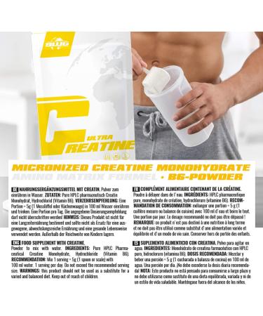 BWG 100% Ultra Creatine Monohydrate Powder - Premium Vegan Muscle Building Supplement (500g) | Made in Germany for Strength Sports & Bodybuilding - Buy Online on GoSupps.com