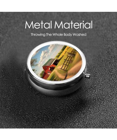 Ranch View Round Pill Box - 3 Compartment Portable Organizer for Travel | Best Travel Pill Case - Buy Online on GoSupps.com