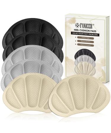 6 pieces of heel shoe cushion for shoes heel cushion shoe insert for too large shoes & boots shoe filler heel protector pads anti-blister shoe inserts heel protection (gray & black & skin color)