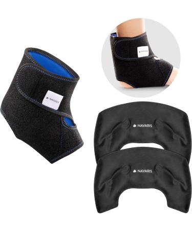 Navaris Ankle Gel Compress - Reusable Cold Warm Cooling Pads (2 Pack) for Foot Relief - Thermopad Cuff for Right & Left Ankle Pain Relief - Buy Online on GoSupps.com