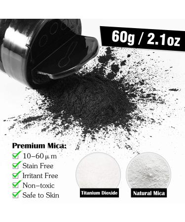 Black Mica Powder - 2.1 Ounces/ 60g - Natural Epoxy Resin Dye for Makeup, Art, Paint, Soap Making & Nails - Buy Online on GoSupps.com