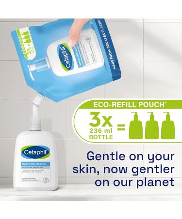 Cetaphil Gentle Skin Cleanser Eco Refill Pouch 710ml Face & Body Wash for Normal to Dry Sensitive Skin Soap Free with Niacinamide 710ml Refill - Buy Online on GoSupps.com