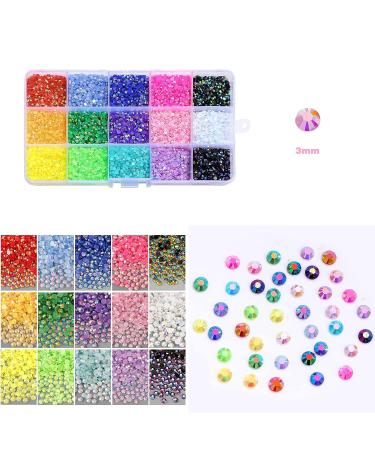 15 Colors 3mm Flat-bottomed Round Nail Rhinestones - 15000 Pcs/Box Glitter Crystal Gems for DIY Nail Art Decoration - Buy Online on GoSupps.com