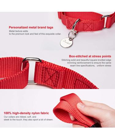Premium Martingale Dog Collar - Adjustable Durable No Escape Nylon for All Sizes - Red (L: 42cm-66cm) - Buy Online on GoSupps.com