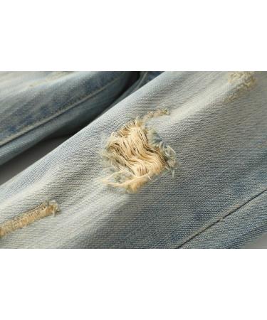 KIDSCOOL SPACE Baby Girl Boy Slim Jeans | Elastic Band | Ripped Denim Pants 7-8 Years | Light Blue - Buy Online on GoSupps.com