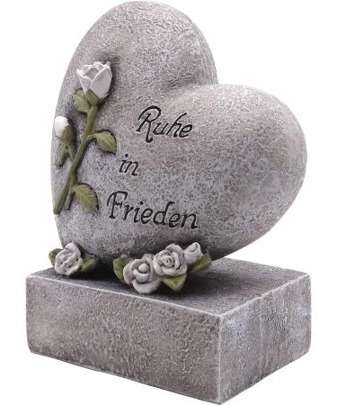 Anosta Heart on Base - Elegant Grave Decoration & Ornament (Grey/Rose) | International Shipping Available - Buy Online on GoSupps.com