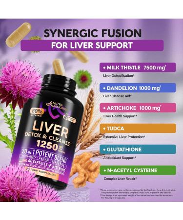 Liver Cleanse Detox & Repair - Milk Thistle | Dandelion | Artichoke | TUDCA | Glutathione & NAC - Effective Liver Health Supplement | 80% Silymarin - Laboratory Tested Vegan - Made in USA 60 Capsules 60 Count (Pack of 1) - Buy Online on GoSupps.com