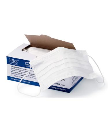 ISC Hygiene & Safety Munds protection mask (50 masks with an elastic band in comfort length 3-layer 100% PP with nose bracket fiber-fiber-free latex-free green white red yellow or blue 3-layer white - Buy Online on GoSupps.com