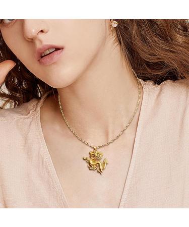 Oralgo's Elegant Dragon Trailer Necklace - Stylish Chinese Alloy Collarbone Chain for Everyday & New Year Decoration - Buy Online on GoSupps.com