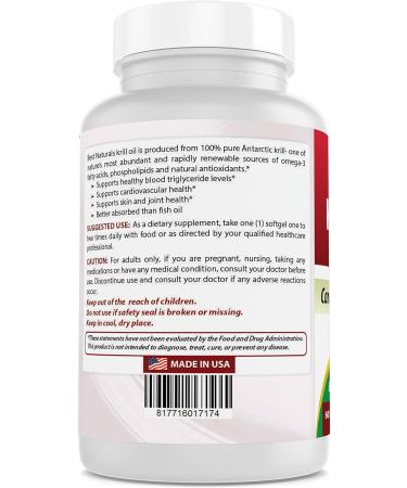 Best Naturals Pure Antarctic Krill Oil 1250mg (Triple Strength) | Omega-3 EPA, DHA & Astaxanthin | 60 Softgels - Buy Online on GoSupps.com