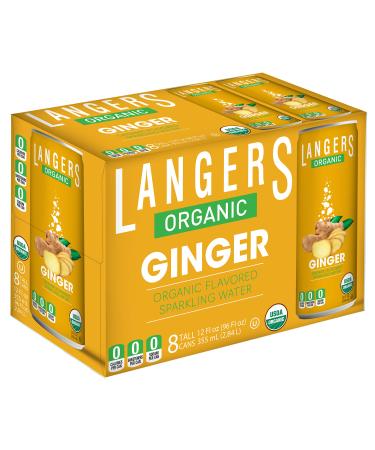 Langers Organic Flavored Sparkling Water, Ginger, 12 Ounce (Pack of 8) Ginger 12 Ounce (Pack of 8)