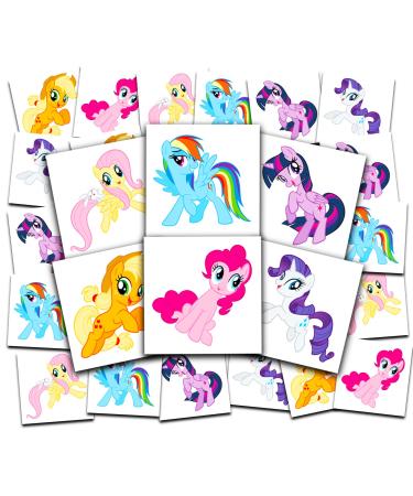 My Little Pony Tattoos Party Favors Bundle   72 Pre-Cut Individual 2 x 2 My Little Pony Temporary Tattoos for Kids Boys Girls (MLP Party Supplies MADE IN USA)