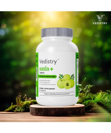 Vedistry Amla Supplement 1100mg Indian Gooseberry Tablet with Long Pepper for Immunity & Energy Herbal Supplement Rich in Vitamin C & Antioxidant for Hair Growth Energy & Overall Wellness 60 Tablets - Buy Online on GoSupps.com