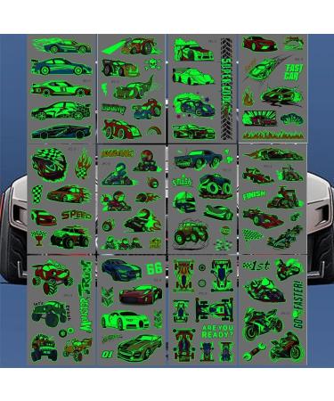 BBKON 95 Pcs Luminous Race Car Supplies Temporary Tattoos for Boys -12 Sheets Glow in The Dark RaceCar Tattoos Decorations Supplies Favors for Kids Boys Men - Buy Online on GoSupps.com