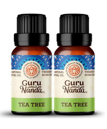 Tea Tree Essential Oil (Pack of 2 x 15 ml) - 100% Pure Therapeutic Grade, Essential Oil for Skin, Nails, Hair, Acne, Dandruff Control, Use in Aromatherapy Diffuser, Skin Care & Beauty - GuruNanda Tea Tree 0.51 Fl Oz (Pack …