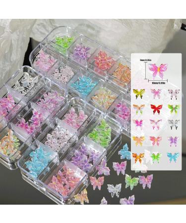 Colorful 3D Butterfly Nail Charms - 12Grids Resin Mini Nail Art Decorations for Women and Girls | Manicure Design DIY Crafts - Cute Nail Charms - Buy Online on GoSupps.com