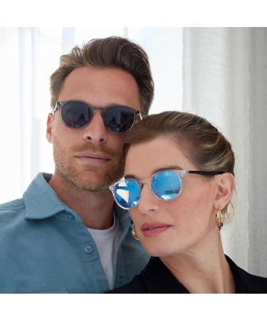 Buy OPULIZE Met Large Comfortable Reading Glasses | Clear Black Arms & Blue Mirrored Lens | UV400 Sun Readers for Men & Women +3.00 Diopters - Buy Online on GoSupps.com