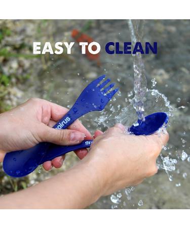 Tapirus 4 Blue Spork Set - Durable BPA Free Spoon, Fork, and Knife Combo Utensils in Carrying Case - Ideal for Camping, Hunting, Outdoor Activities - Buy Online on GoSupps.com