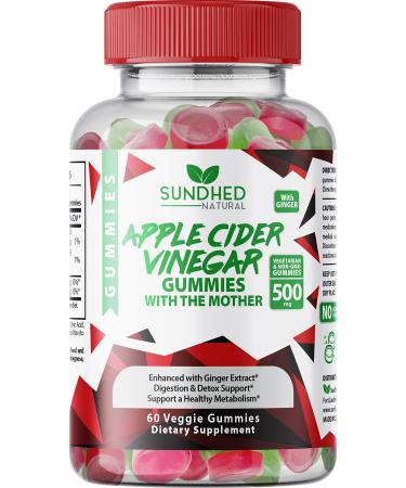 Sundhed Natural - Apple Cider Vinegar Gummies - Detox Cleanse Appetite Suppressant & Bloating Relief Reinforces Blood Sugar & Immune System Fortifies Weight Management and Digestion Fat Burner