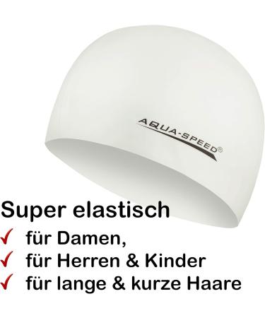 Aqua Speed Super-Stretch Bath Cap for Men & Women | Silicone Swimming Cap with E-Book | Ultimate Bathing Support | Mega Mega/White - Buy Online on GoSupps.com