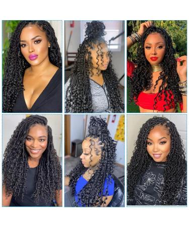 Boho Goddess Locs Crochet Hair 22 5 Packs - River Faux Curly Wavy Style - Synthetic Extensions - 1B Color - Buy Online on GoSupps.com