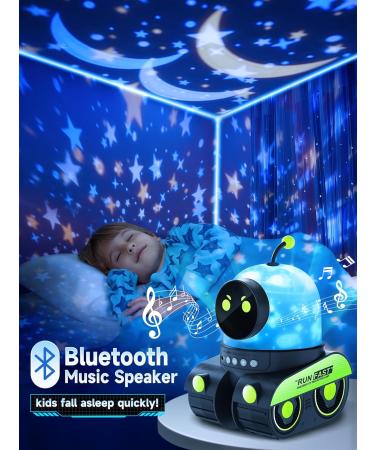 Robot Night Light Projector for Kids| 12 Films+72 Lighting Modes| Bluetooth+Rechargeable| 360 Rotation| Baby Sensory Lights for Autism - Buy Online on GoSupps.com