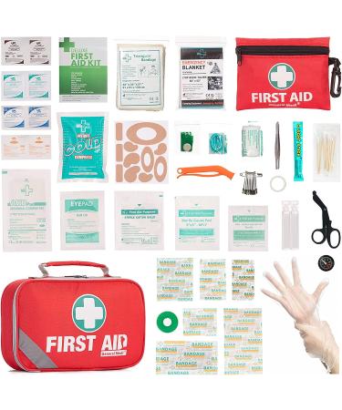 215 Piece 2-in-1 First Aid Kit + Bonus 43 Piece Mini Kit with Eyewash, Ice Pack, Moleskin Pad, and Emergency Blanket for Travel, Home, Office, Car, Workplace - Buy Online on GoSupps.com
