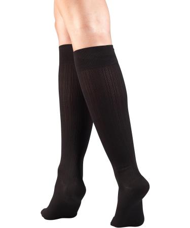 Truform Women's Fit Compression Socks - Rib Knit Pattern 15-20 mmHg Black Medium Pack of 2 - Best for Circulation & Comfort - Buy Online on GoSupps.com
