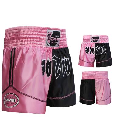 Farabi Sports Muay Thai Shorts Kick Boxing Shorts Training MMA Boxing Shorts Small Short Pink/Black