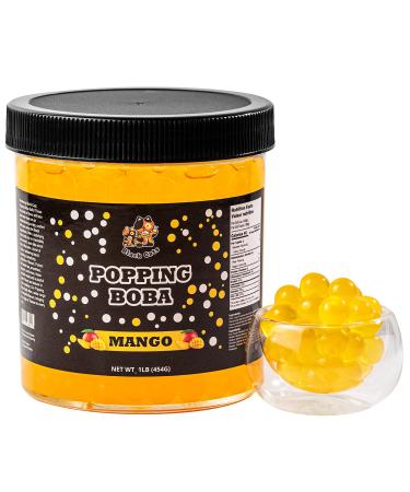 Popping Boba Pearls | Mango Flavor | 1LB (454g) | Bursting Tea Balls for Drinks Desserts Smoothies and Snack Toppings | Bubble Tea Tapioca Pearl Mix