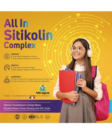 Camrusepa All in Citicoline Complex Vegan Capsules with Citicoline Phosphatidylserine Ginkgo Biloba Rhodiola & Panax Ginseng Supports Memory Focus & Mental Energy 60 Vegan Capsules - Buy Online on GoSupps.com