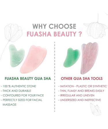 Fuasha Gua Sha Facial Tools Set - Premium 2-in-1 Jade & Rose Quartz | Lymphatic Drainage Massage Stone for Face | Sculpting Pack & Guasha Tool - Buy Online on GoSupps.com
