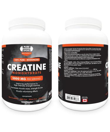 Creatine Monohydrate Powder 900g (180 Servings) | Pure Micronized Creatine Monohydrate 5g per Serving | Keto Friendly Creatine Supplement for Muscle Growth Improves Bodybuilding Performance and Increase Muscle Growth & Energy - Buy Online on GoSupps.com