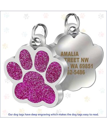 Trimming Shop Dog Tags for Pets Personalised Engraved Dog Cat Pet Tag ID Collar Tags 25mm with Glitter Paw Print Custom Stainless Steel Dog Name Tag for Puppy Pet Dogs Kitten Kitty Royal Blue - Buy Online on GoSupps.com
