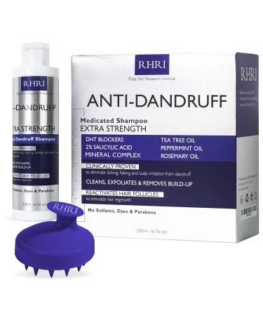 Anti-Dandruff Shampoo for Men & Women - Medicated Shampoo Dry Scalp Treatment - Soothes Itchy  Flaky  and Irritated Scalp - Paraben-Free  Sulphate-Free Massager Brush Bundle Set