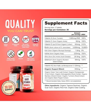 Mama Natural Hair Growth Vitamins | Organic Vegan Non-GMO | Postpartum Support | 30 Serves in Glass Packaging - Buy Online on GoSupps.com