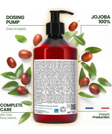 Organic Jojoba Oil Pure & Natural: Your All-in-One Beauty Essential! Face Serum Eye Contour Hair Oil Beard Oil Eyelashes Serum Nail Cuticle Oil 500 ml - Buy Online on GoSupps.com