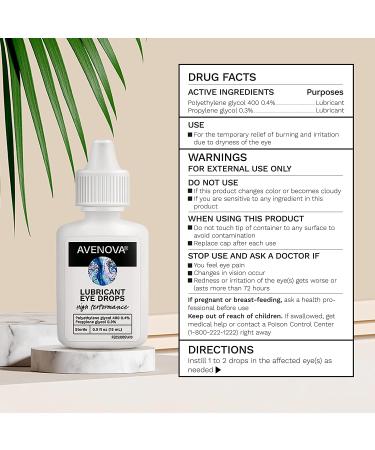 Avenova Lubricant Eye Drops - Instant Relief for Dry Eyes & Contact Lens Intolerance - 2 Pack, 15mL Bottles - Buy Online on GoSupps.com