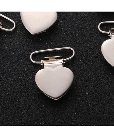 20pcs Heart Shaped Silver Pacifier Suspender Clips for Baby Teething Toys - 4 * 3cm - Buy Online on GoSupps.com